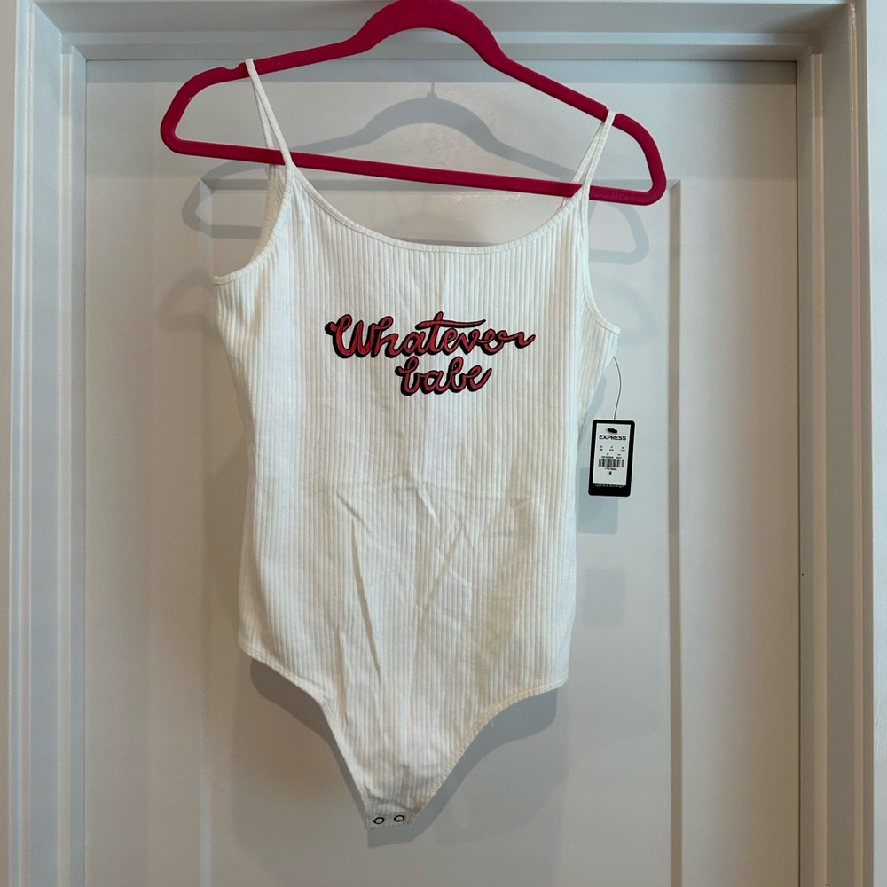 Express Whatever Babe Ribbed thong bodysuit